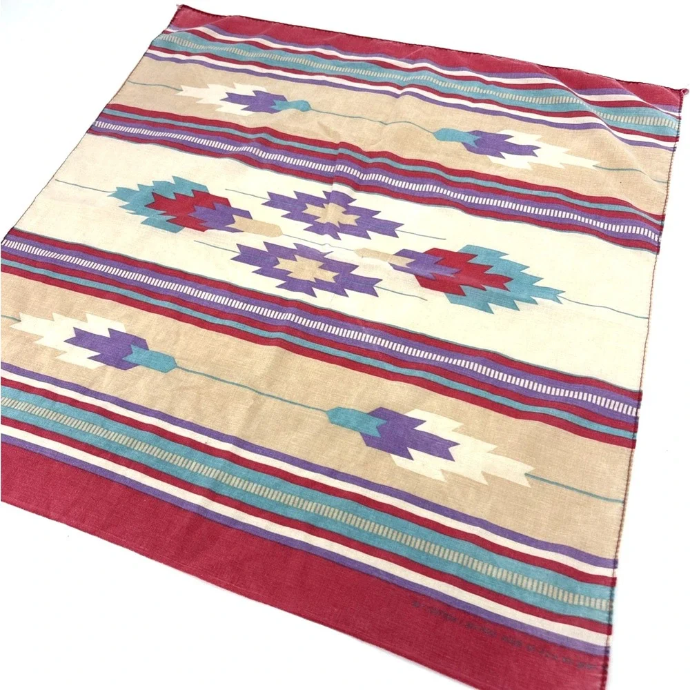 Vtg Hav-A-Hank Bandana Native Scarf Hankie Southwest Aztec USA Made